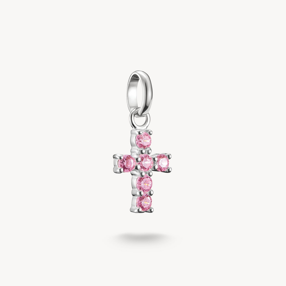 Thomas Sabo Silver Cross With Pink Stones Connect Charm Pendant