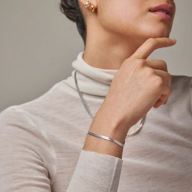 Enamel Copenhagen Caroline Silver Flat Snake Chain Bracelet