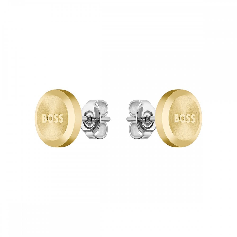 BOSS Men Yann Gold Plated Circle Earrings