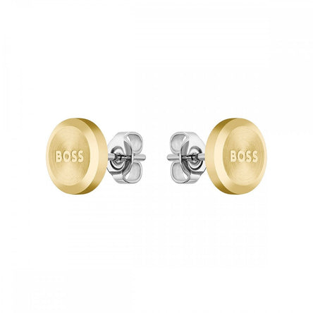 BOSS Men Yann Gold Plated Circle Earrings