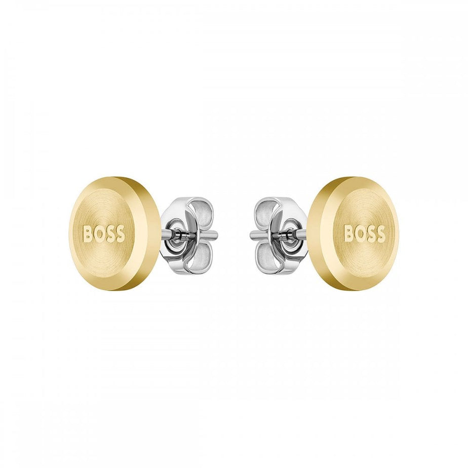 BOSS Men Yann Gold Plated Circle Earrings