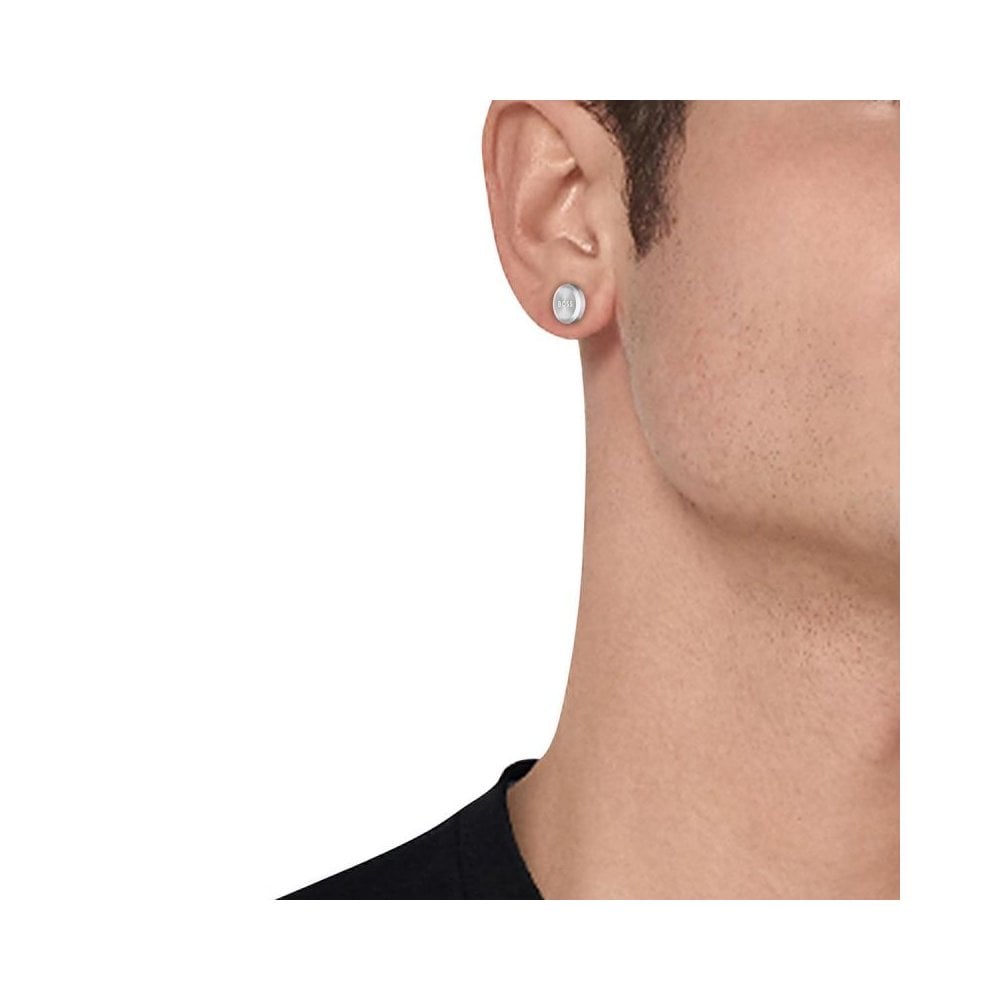 Boss Men Yann Stainless Steel Circle Earrings