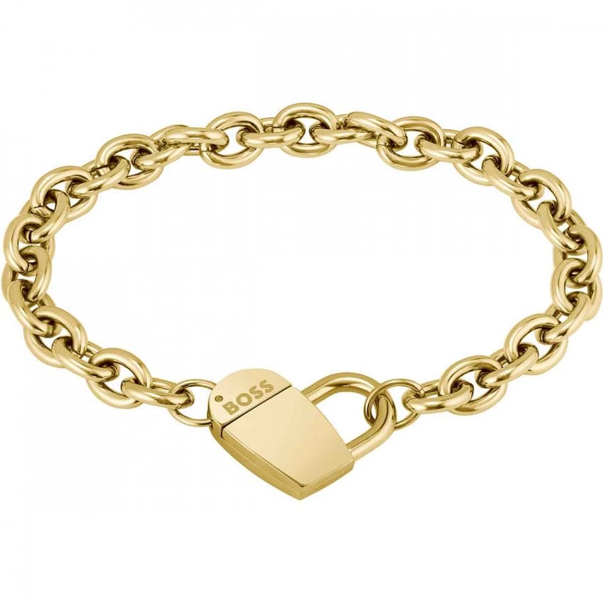 BOSS Dinya Gold Plated Heart Chain Bracelet