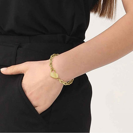 BOSS Dinya Gold Plated Heart Chain Bracelet