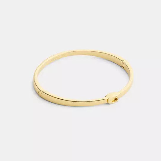 COACH Gold Signature C Thin Hinged Bangle