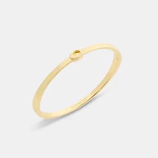 COACH Gold Signature C Thin Hinged Bangle