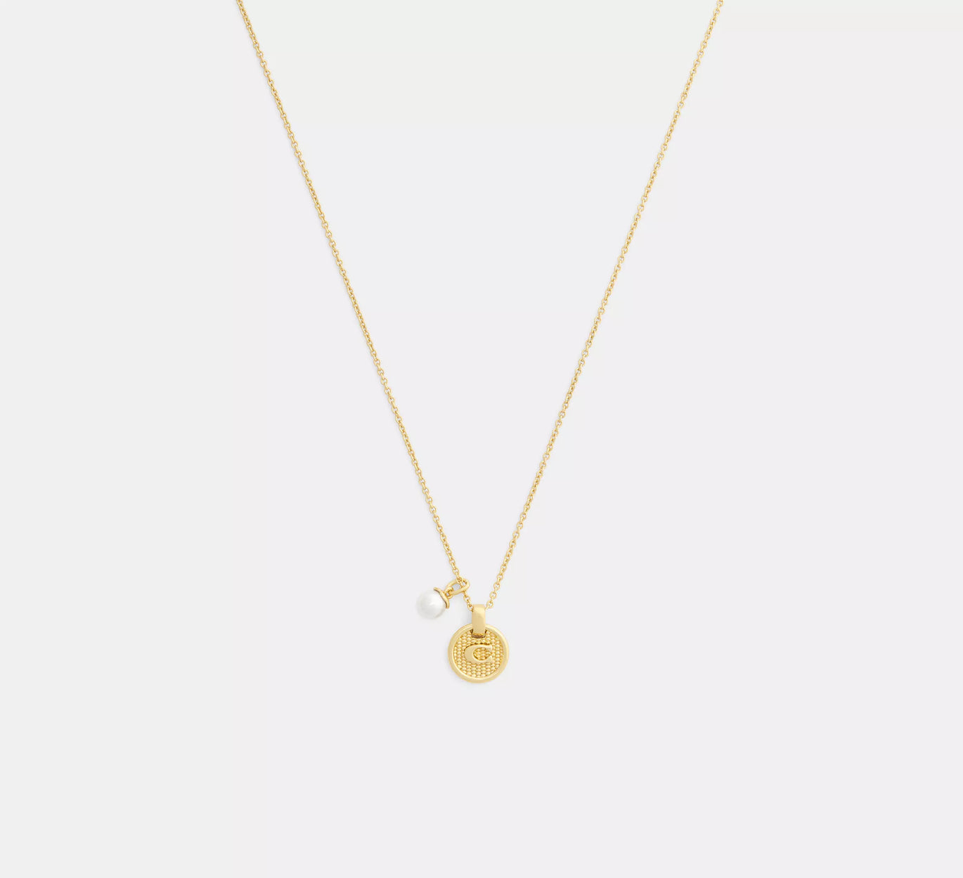 COACH Textured C Coin Short Chain Necklace
