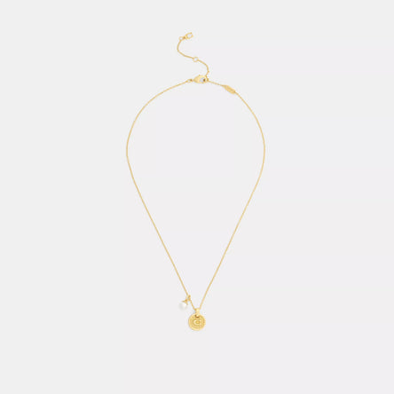 COACH Textured C Coin Short Chain Necklace