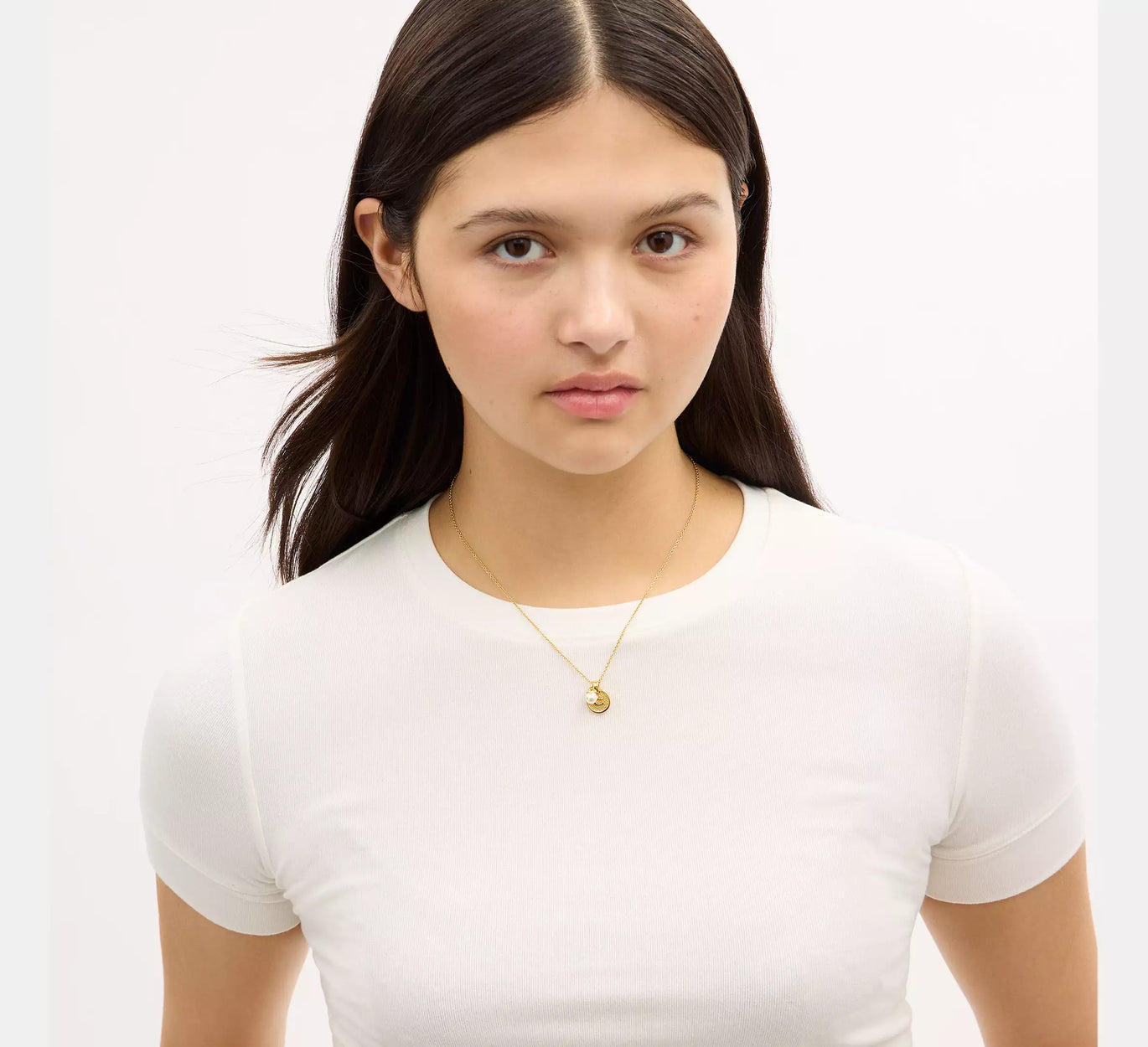 COACH Textured C Coin Short Chain Necklace