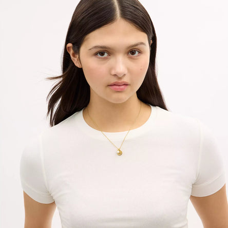 COACH Textured C Coin Short Chain Necklace