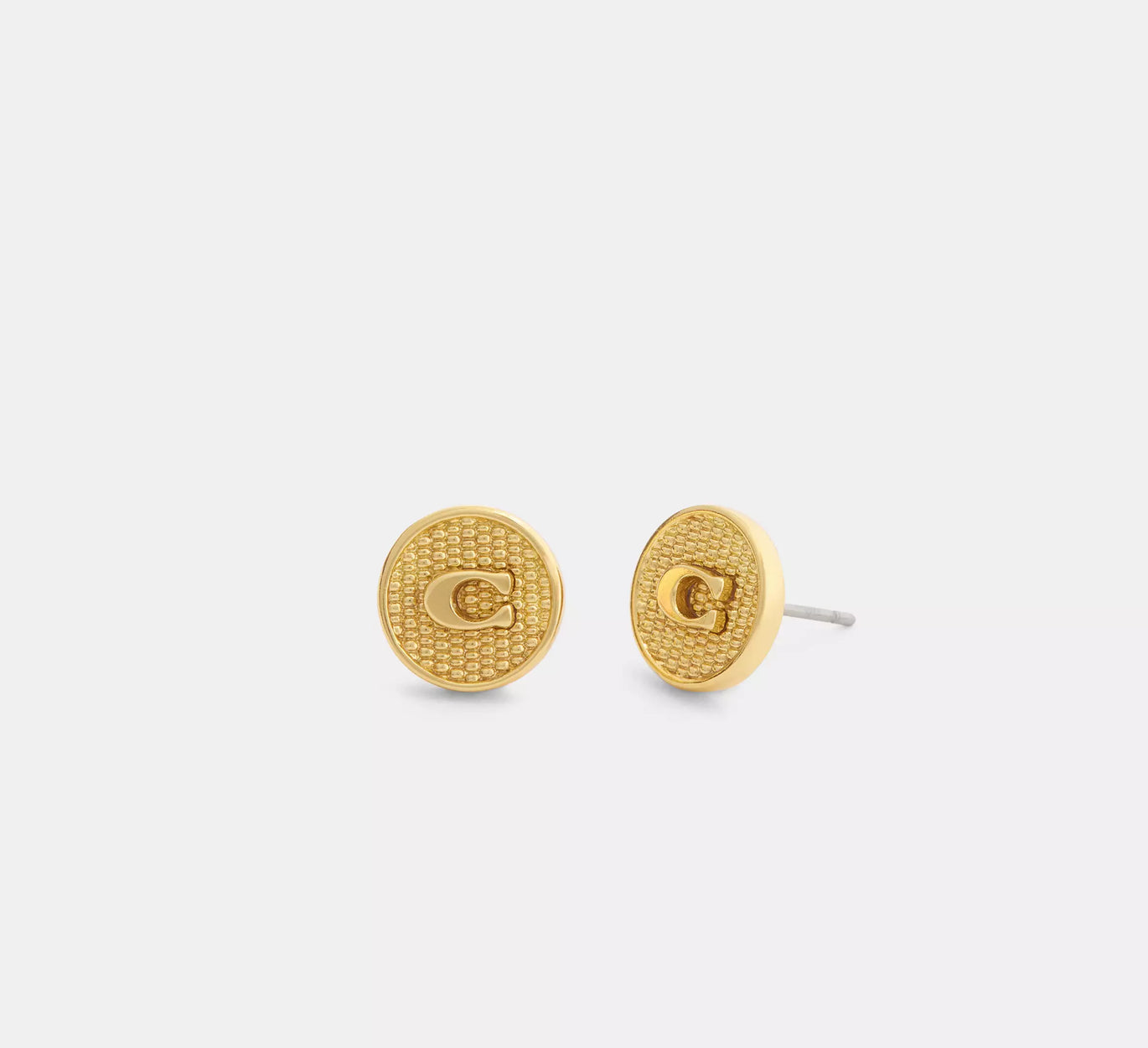 COACH Textured C Coin Stud Earrings