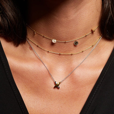 Hot Diamonds Coupled Two-Tone Necklace