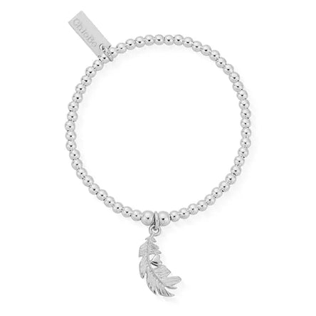 ChloBo Children's Silver Cute Charm Heart In Feather Bracelet