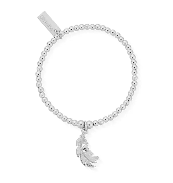 ChloBo Children's Silver Cute Charm Heart In Feather Bracelet