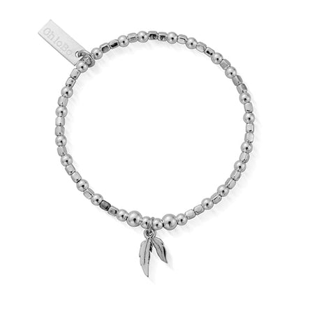 ChloBo Children's Silver Mini Cube Double Feather Bracelet
