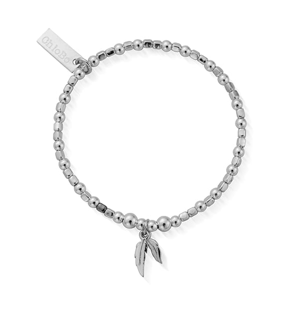 ChloBo Children's Silver Mini Cube Double Feather Bracelet