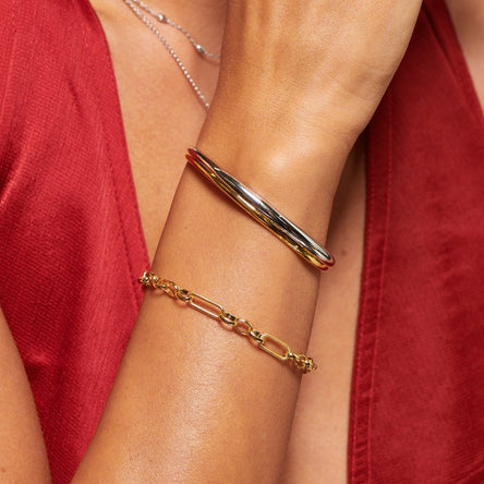 Hot Diamonds Droplet Two Tone Bangle