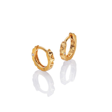 Hot Diamond X Golden Edit Huggie Gold Plated Earrings