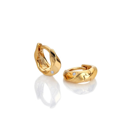 Hot Diamonds X Golden Edit Ridge Huggie Gold Plated Earrings