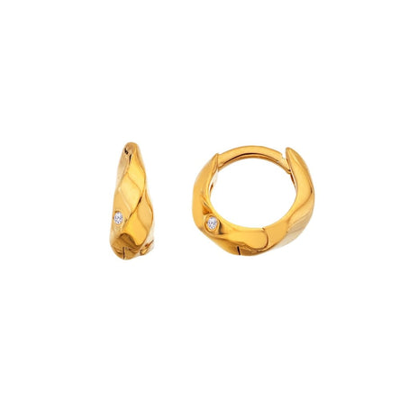 Hot Diamonds X Golden Edit Ridge Huggie Gold Plated Earrings