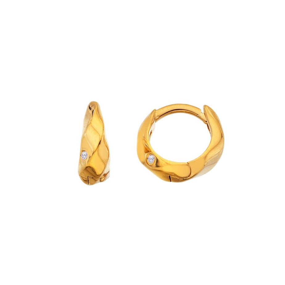 Hot Diamonds X Golden Edit Ridge Huggie Gold Plated Earrings
