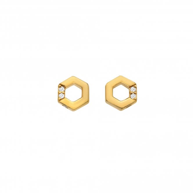HD X Gold Edit Hexagon White Topaz Earrings