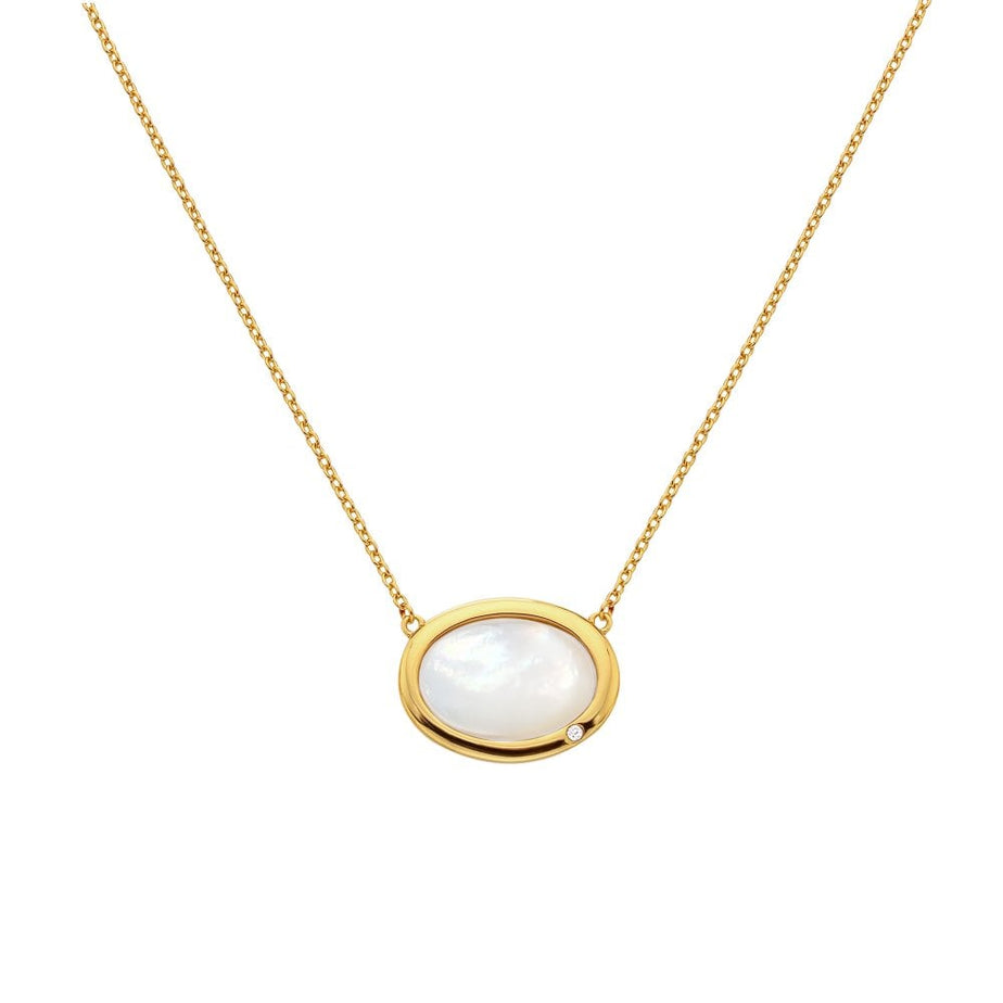 HDXGEM Horizontal Oval Necklace - Mother of Pearl