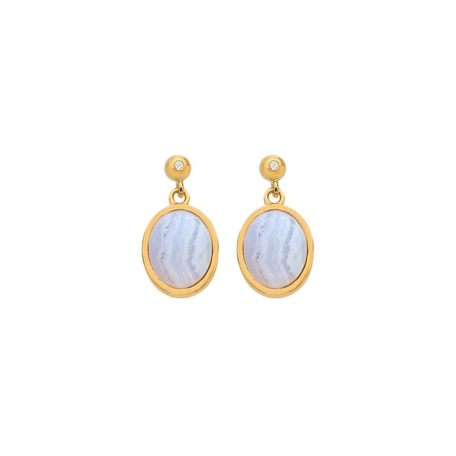 HDXGEM Oval Drop Earrings - Blue Lace Agate