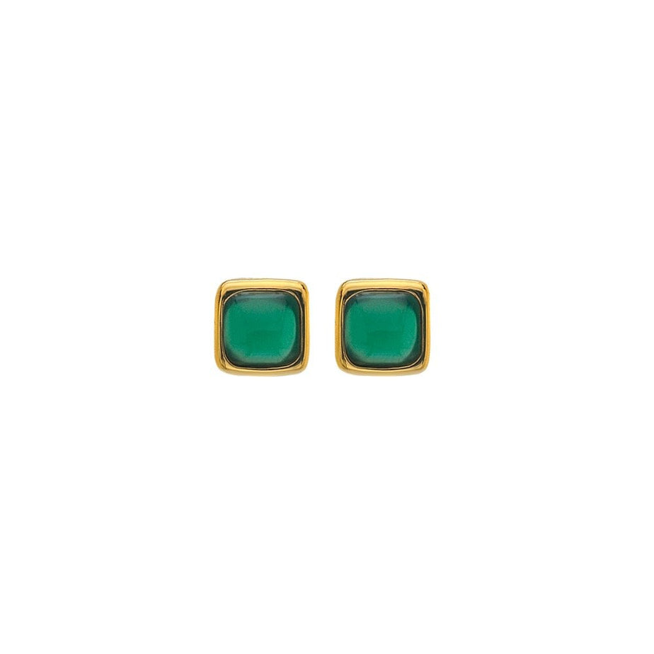 HDXGEM Square Earrings - Green Agate