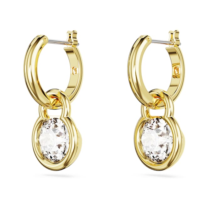 Swarovski Imber drop earrings Round cut, White, Gold-tone plated