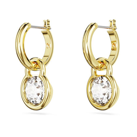 Swarovski Imber drop earrings Round cut, White, Gold-tone plated