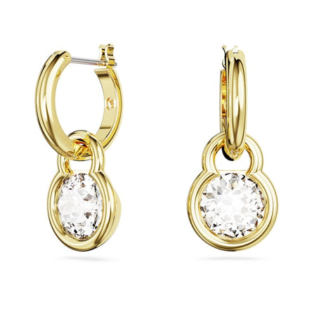 Swarovski Imber drop earrings Round cut, White, Gold-tone plated