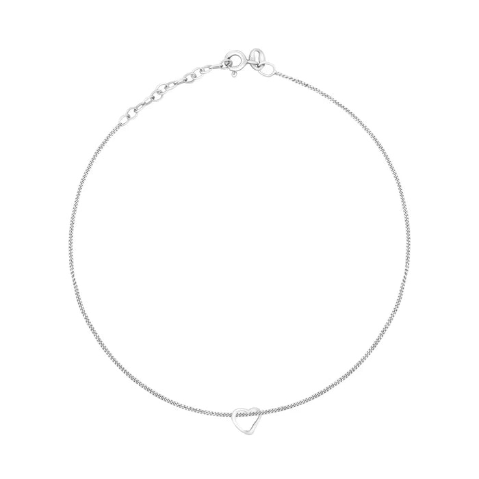 Slip-On Heart Anklet Sterling Silver