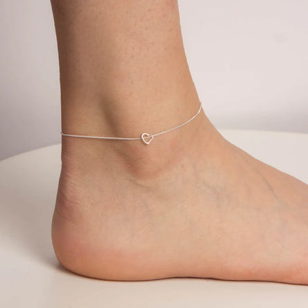 Slip-On Heart Anklet Sterling Silver
