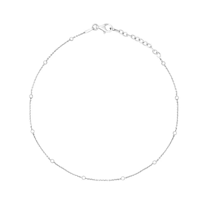 Fine Trace and Ball Chain Anklet Sterling Silver