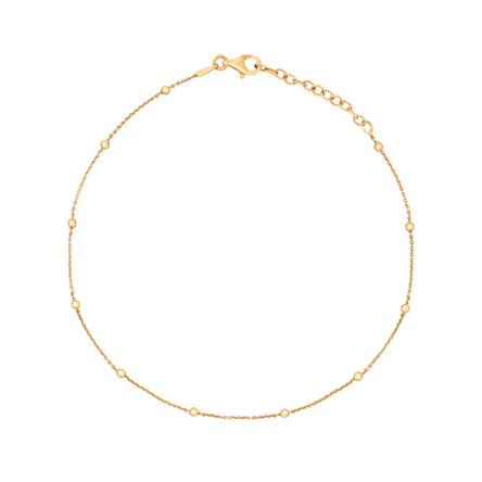 Fine Trace and Ball Chain Anklet Yellow Gold Plate