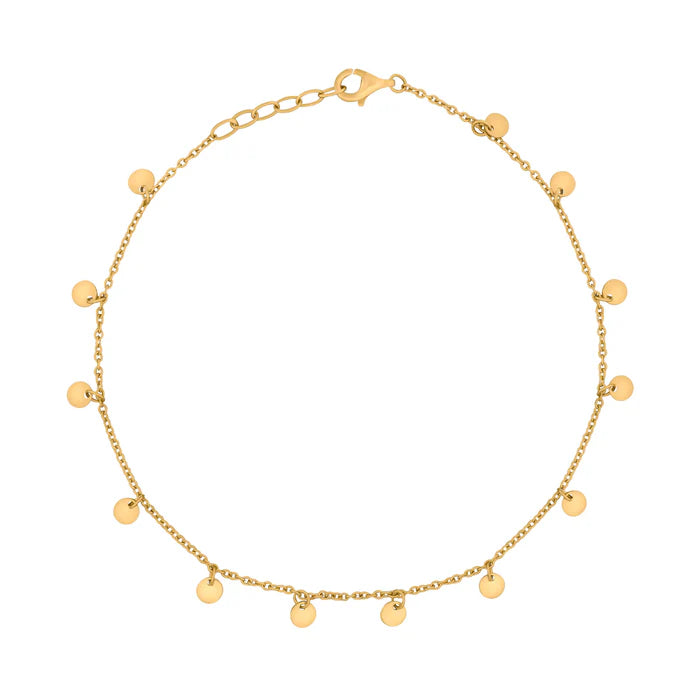 Mini Disc Ankle Chain Yellow Gold Plate
