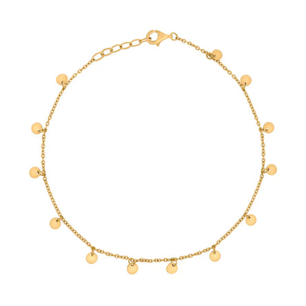 Mini Disc Ankle Chain Yellow Gold Plate