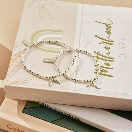 ChloBo Children's Silver Mini Cube Double Feather Bracelet