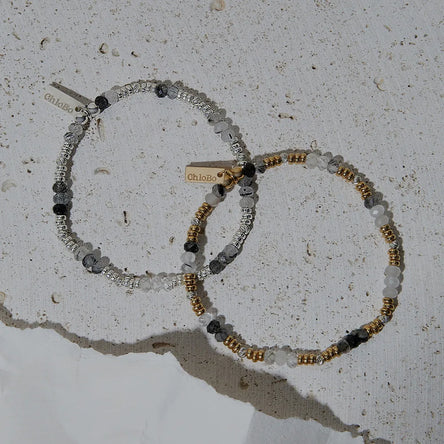 ChloBo Mixed Metal Stone Of Empowerment Black Rutilated Quartz Bracelet