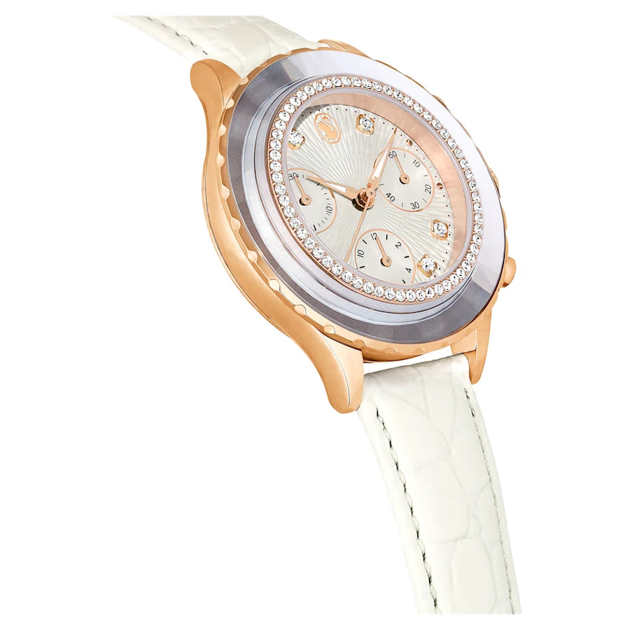 Swarovski Octea Chrono Watch White and Rose Gold Tone