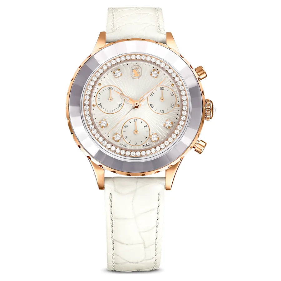 Swarovski Octea Chrono Watch White and Rose Gold Tone