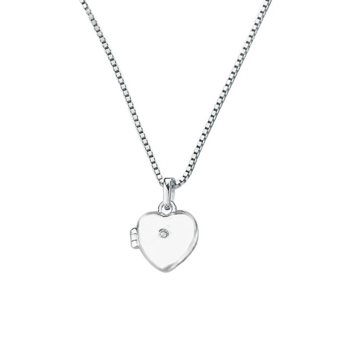 D for Diamond Medium Heart Locket Pendant