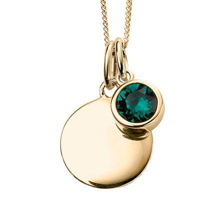 Gold May Birthstone Emerald Crystal Pendant