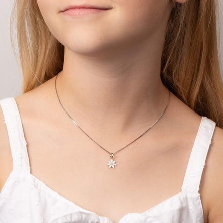 D For Diamond White Enamel Daisy Necklace