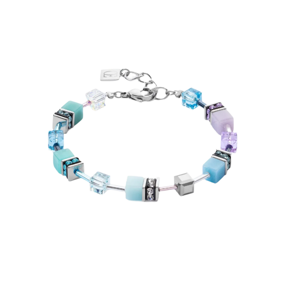 Coeur De Lion GeoCube Pastel Aqua-Lilac Bracelet