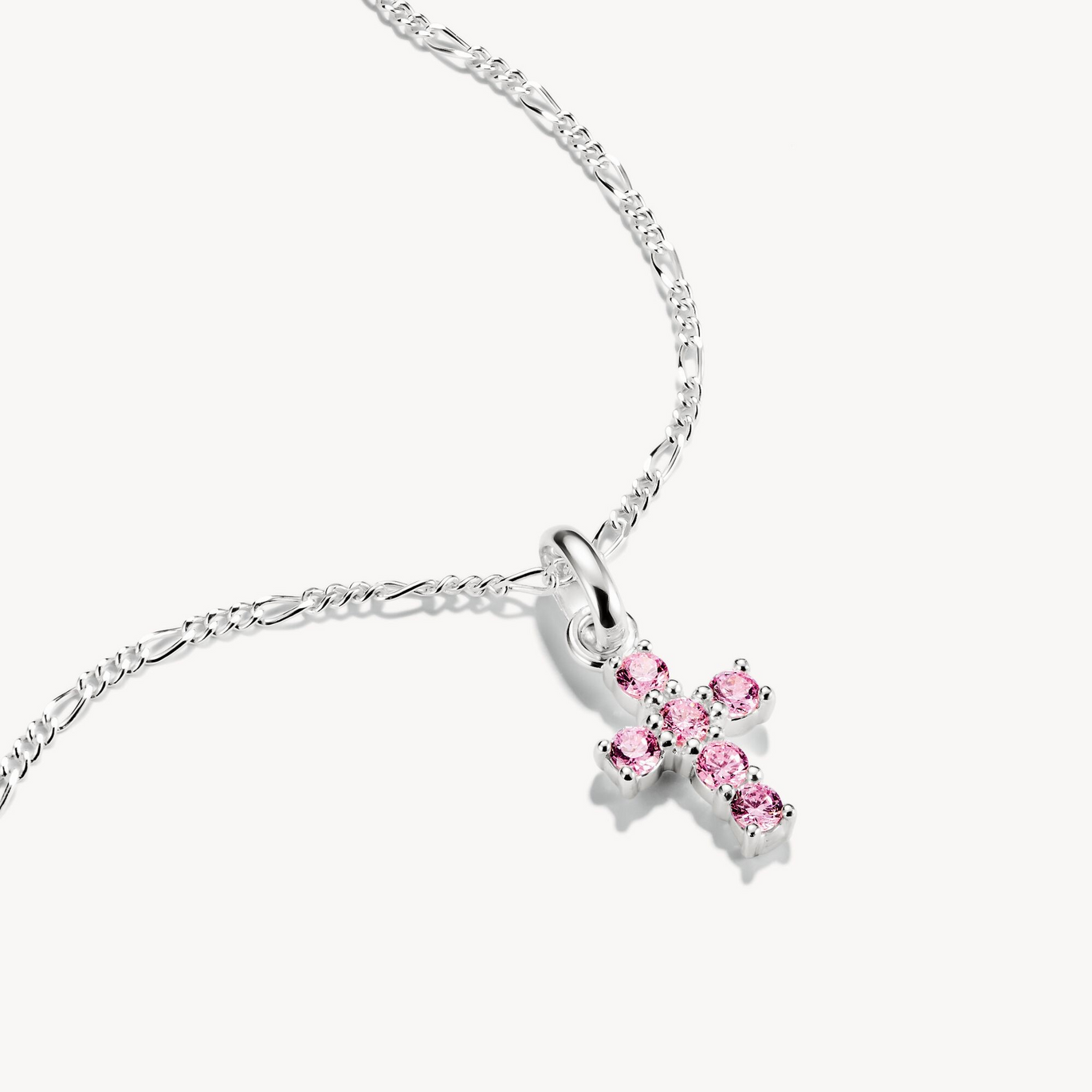 Thomas Sabo Silver Cross With Pink Stones Connect Charm Pendant