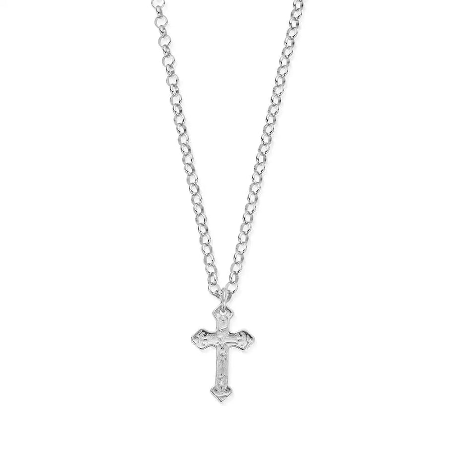 ChloBo Men's Belcher Chain Embossed Cross Necklace