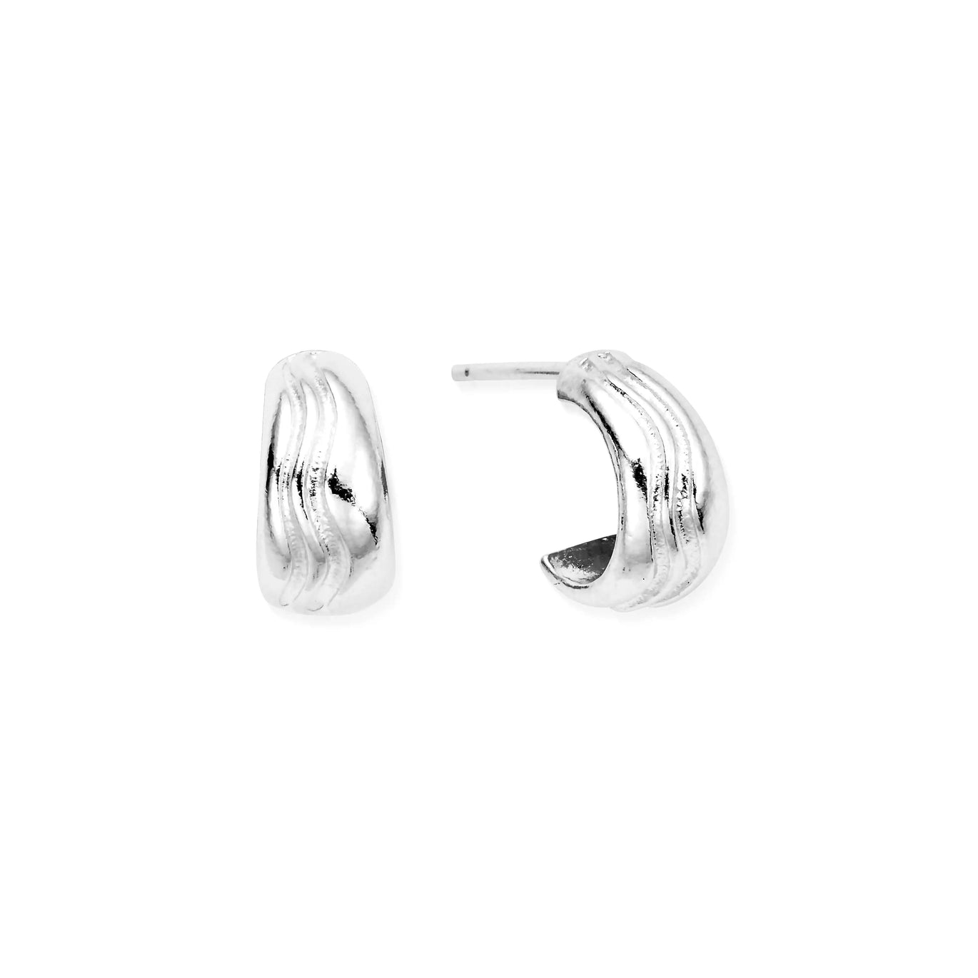 ChloBo Silver Waves Huggie Hoops
