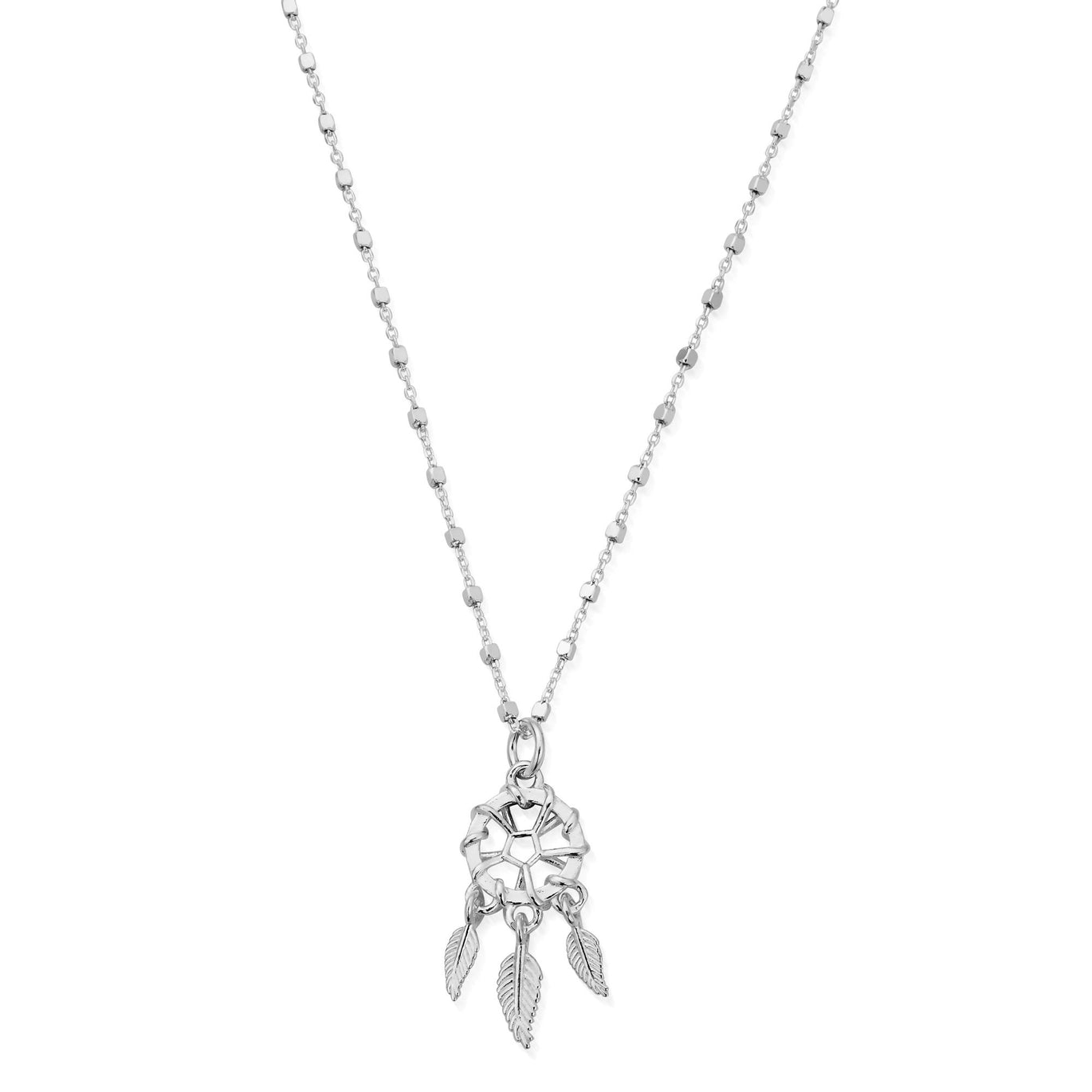 ChloBo Silver Delicate Cube Chain Dream Catcher Necklace